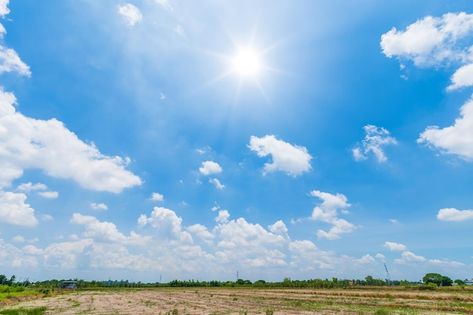 Beautiful airatmosphere bright blue sky ... | Premium Photo #Freepik #photo #background #abstract #travel #texture Blue Sky Background Landscape, Sky Hd Background, Sky Background Landscape, Weather Cloudy, Sunny Landscape, Prairie Landscape, Sky Textures, Clear Weather, Bright Blue Sky