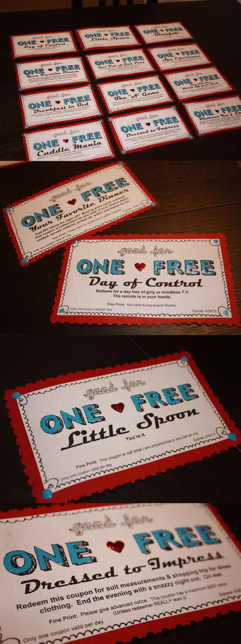 coupons I made for my boyfriend's birthday! One free meal I won't eat any of your food off your plate Birthday Surprise For Girlfriend, Coupon Book Diy, Coupon Books, Surprise For Girlfriend, Coupons For Boyfriend, Birthday Surprise Boyfriend, Diy Coupons, Boyfriend Crafts, Birthday Crafts