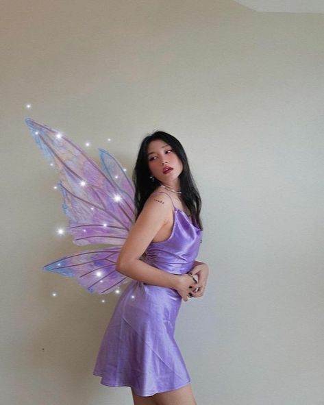 Aesthetic Fairy Costume, Fairy Wings White, Purple Fairy Costume, Fairy Costume Aesthetic, Fairy Costume Diy, Lights Lacquer, Iridescent Butterfly, Halloween Costume Suit, Fairy Halloween Costumes