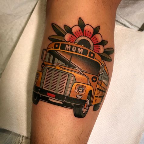 school bus tattoo by dave wah School Bus Tattoo, Bus Tattoo, Stay Humble Tattoo, Humble Tattoo, Tattoo On Face, Tattoo Artist Quotes, Old School Tattoo Sleeve, Tattoo Fe, Tattoo Artists Near Me