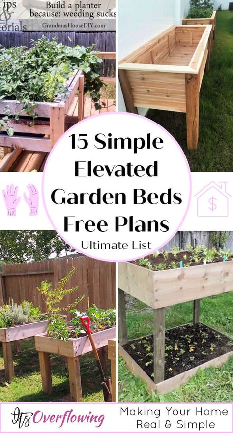 15 Simple Elevated Garden Beds You Can Easily Build Diy Raised Flower Bed Planter Boxes, Plans For A Raised Garden Bed, Raised Herb Beds Diy, Above Ground Herb Garden, Standing Garden Beds Diy, Standing Garden Boxes Diy, Elevated Garden Bed Ideas, Raised Garden Beds With Legs Diy, Build Raised Garden Bed Easy Diy