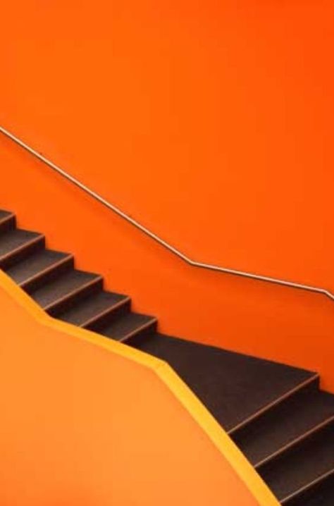 Orange Staircase, Orange Stairs, Contemporary Stairs Design, Simple Stairs, Orange Interiors, Smile White, Black Stairs, Contemporary Stairs, Orange Color Schemes