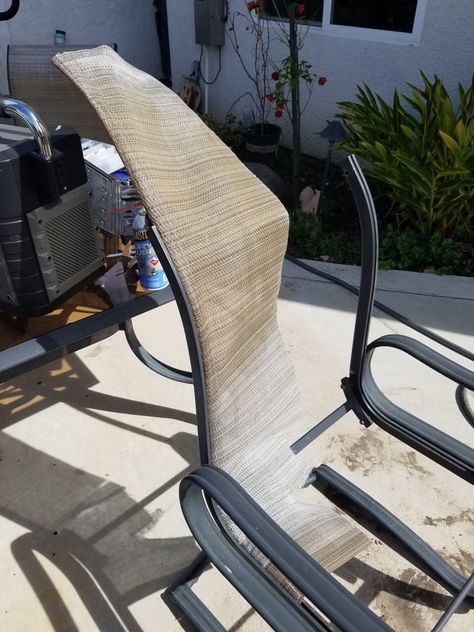 Replacing Fabric on a Sling Patio Chair Fun Diego Family Guide Sunflower Backyard, Patio Chairs Makeover, Outdoor Sling Chair, Metal Lawn Chairs, Metal Patio Chairs, Patio Furniture Makeover, Plant Landscape, Chair Redo, Landscape Outdoor