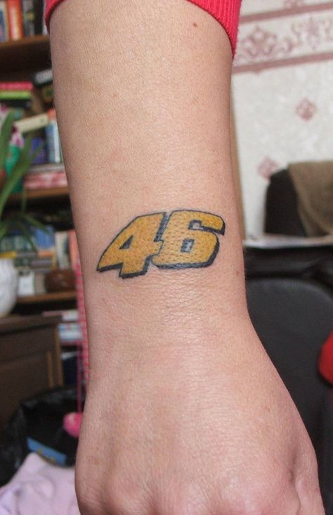 My first tattoo, for my love of Valentino Rossi <3 46 Tattoo, Valentino Rossi 46, Tattoo Meaning, Photo Pose Style, Valentino Rossi, Old School Tattoo, Piercing Tattoo, First Tattoo, Moon Tattoo