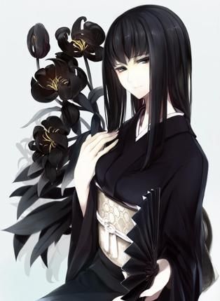 Anime Woman in Black Toshiro Hitsugaya, Ninja Girl, Anime Kimono, Anime Black Hair, Girls With Black Hair, Long Black Hair, Madara Uchiha, Arte Fantasy, Dark Anime