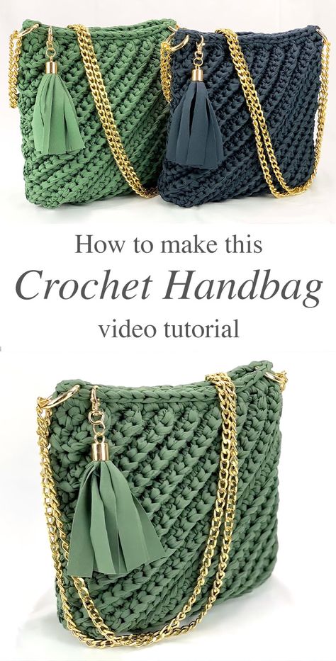 Easy-Crochet-Bag | Crochet & Knit by Beja - Free Patterns, Videos + How To Tote Crochet, Sac Diy, Popular Crochet, Free Crochet Bag, Amazing Crochet, Bag Pattern Free, Crochet Handbag, Crochet Handbags Patterns, Crochet Clutch