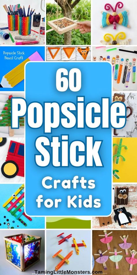 Popsicle Stick Art For Kids. Popsicle Stick Crafts Kids, Ice Cream Stick Crafts, Easy Popsicle Stick Crafts, Stick Crafts For Kids, Popsicle Stick Diy, Stick Projects, Diy Projects For Adults, Ice Cream Stick Craft, Popsicle Stick Crafts For Kids