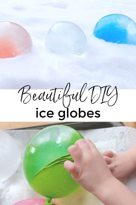 Frozen Ice Balls Water Balloons, Ice Balloons Frozen Water With Flower, Ice Balloons Frozen Water, Water Balloon Igloo, Ice Balls Made With Balloons, Outdoor Snow Activities For Kids, Balloon Ice Balls, Ice Experiments For Kids, Ice Balloons