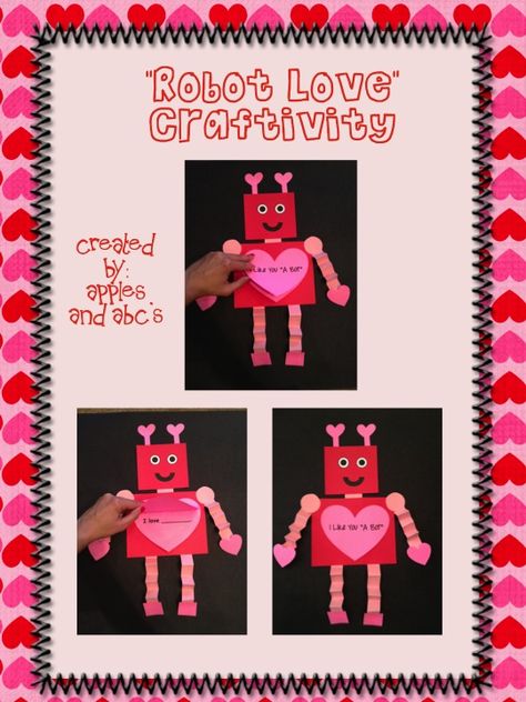 Love is in the air!  I am thinking about Valentine's Day and I can't wait to make this Robot Craftivity with my students for Valentine's Da... Valentine's Activities, Preschool Valentines Activities, First Grade Crafts, Robot Craft, February Classroom, Robot Theme, Teacher Favorites, February Crafts, Winter Kindergarten