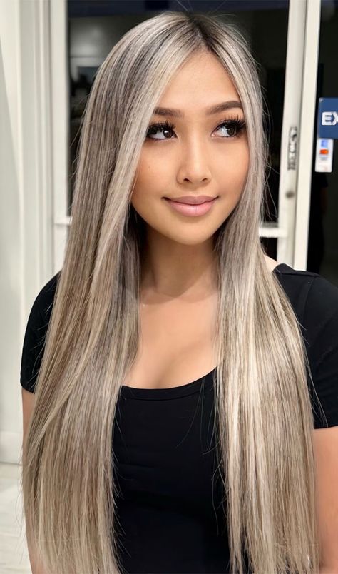 platinum blonde, winter hair colour, icy blonde, platinum blonde hair color Blonde Winter, Blonde Hair Colour, Straight Long Hair, Blonde Platinum, Tan Skin Blonde Hair, Ash Blonde Hair Colour, Platinum Blonde Hair Color, Color Balayage, Cute Hair Colors