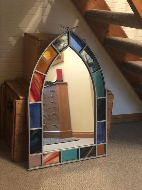 stained glass picture frame - Google Search Glass Mirror Frame, Stained Glass Picture Frame, Panel Mirror, Stained Glass Frames, Diy Stained Glass Window, Glass Picture Frame, Stained Glass Mirror, Glass Picture Frames, Garden Mirrors