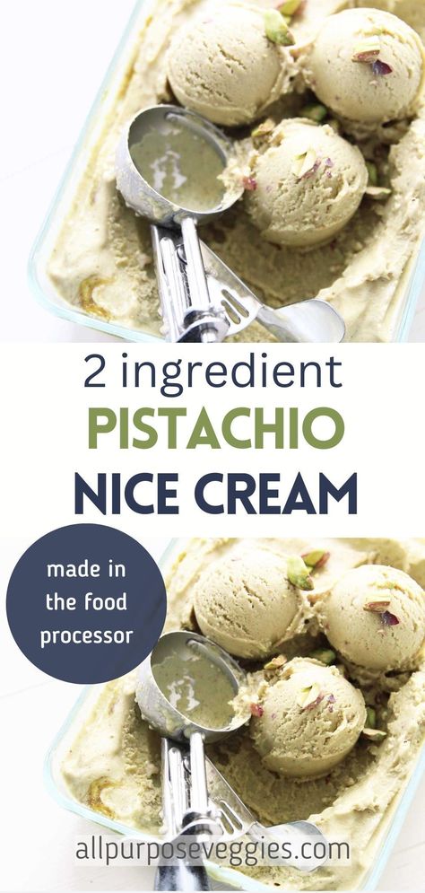 This Creamy Pistachio Nice Cream Recipe is a guilt-free and delicious treat that's perfect for summer! Made with just 2 ingredients: frozen ripe bananas and pistachio butter, this nice cream is a healthier alternative to traditional ice cream. Vegan-friendly, too! This creamy and nutty frozen treat is also packed with protein, fiber, and healthy fats to keep you feeling full and satisfied. #nicecream #icecreamrecipe #pistachiorecipes #pistachioicecream #frozenbananas Vegan Pistachio Ice Cream, Nice Cream Recipes Vegan, Original Desserts, Healthy Nice Cream, Honey Pistachio, Nice Cream Recipes, Vegan Pistachio, Frozen Deserts, Frozen Treats Recipes