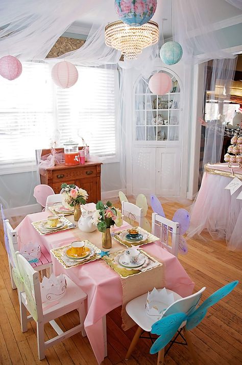 Garden Tea Party Birthday Party Ideas | Photo 22 of 25 | Catch My Party Toddler Tea Party Birthday, Tea Party Birthday Theme, Girls Tea Party Birthday, Toddler Tea Party, Tea For Three, Tea Party Birthday Party, Kids Tea Party, Fairy Tea Parties, Birthday Tea Party