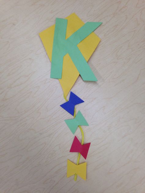 K is for Kite craft K Is For Kite, Kites Preschool, Letter K Crafts, Kite Craft, Letters Activities, March Preschool, Letters Craft, Nanny Activities, Preschool Skills