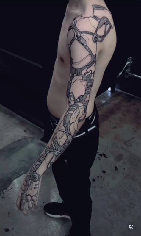 Japanese Cyberpunk Tattoo, Cybernetic Tattoo Design, Cyberpunk Tattoo Arm, Cyberpunk Tattoo Sleeve, Cyberpunk Back Tattoo, Sandevistan Tattoo, Bionic Tattoo, Tattoos Cyberpunk, Cybernetic Tattoo