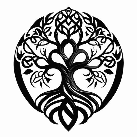 Celtic style tree of life tattoo vector ... | Premium Vector #Freepik #vector #color #background #white #modern Celtic Druid Tattoo, Celtic Tree Of Life Tattoo Men, Celtic Tree Of Life Tattoo Feminine, Ega Tattoo, Tattoos Background, Life Tree Tattoo, Yggdrasil Art, Celtic Tattoo Ideas, Celtic Tree Of Life Tattoo