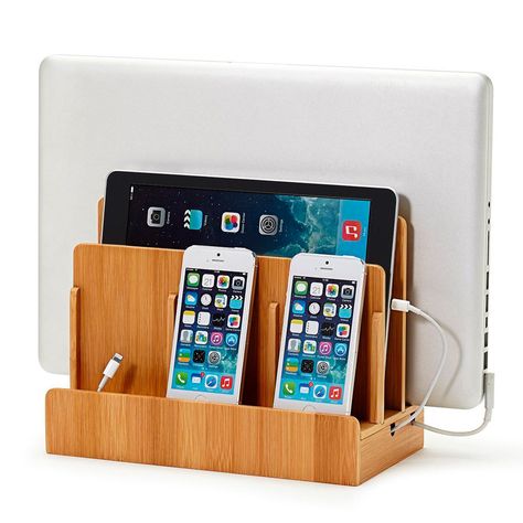 10 Storage and Organization Ideas For All of Your Devices Transitional Desk, Multi Charging Station, Electronic Charging Station, Charging Station Organizer, Charge Station, Tech Storage, Cord Control, Useful Stuff, Wooden Docking Station