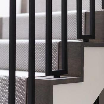 Iron Spindles, Modern Stair Railing, Handrail Design, Stairs In Living Room, Stair Railing Design, Stair Handrail, Painted Stairs, Lan Can, Staircase Railings