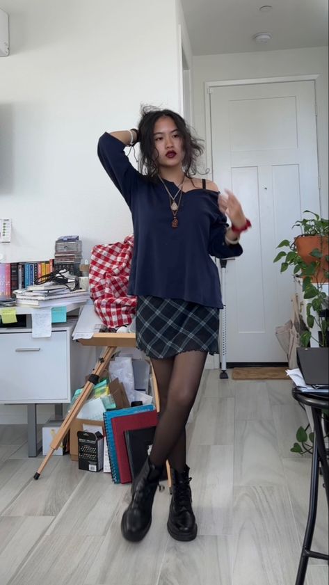 90’s, ootd, outfit inspo, 90’s aesthetic, fall, boots, fall outfits, winter outfits, cold weather outfits, y2k, soft grunge, alternative fashion, rockstar gf, downtown girl, grunge, 2000’s, witchy, witch, the craft, the craft inspired outfits, academia, dark academia, outfits when you’re bloated, dark feminine, red lip, plaid skirt, off shoulder top, tights, stockings, autumn, Lana Del Rey, ultraviolence, coquette, dark coquette, emo Fall Cold Weather Outfits Casual, 90s Fashion Winter Outfits, 90s Grunge Winter Outfits, 90s Winter Outfits Vintage, Winter 90s Outfits, Winter Outfits 90s, 90s Winter Outfits, 90s Fashion Winter, Boots With Pants