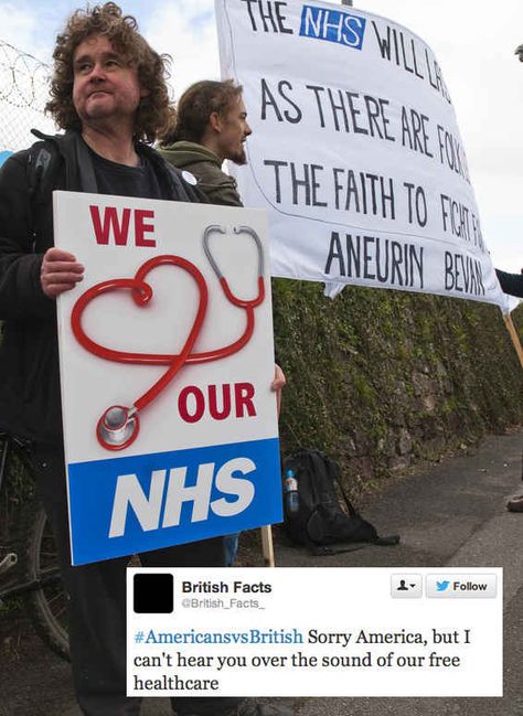 But then Brits dropped the NHS bomb. | America Vs. Britain: Twitter Decides Who Is Better America Vs Britain, Britain Vs America, America Funny, Health Care, The Past, Good Things, History, Funny, Twitter