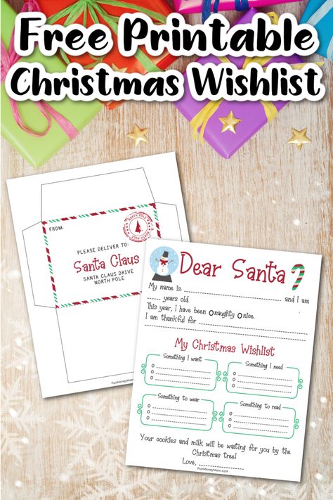 This free printable Christmas wish list is the perfect way for kids to let Santa know just what they want to find under the tree this year! Elf On The Shelf Santa Wish List, Secret Santa Questionnaire Free Printable, Secret Santa Questionnaire Free, Kids Christmas List Printable, Santa Christmas List, Christmas Envelope Template, Christmas List Printable, Christmas List Template, Kids Christmas List