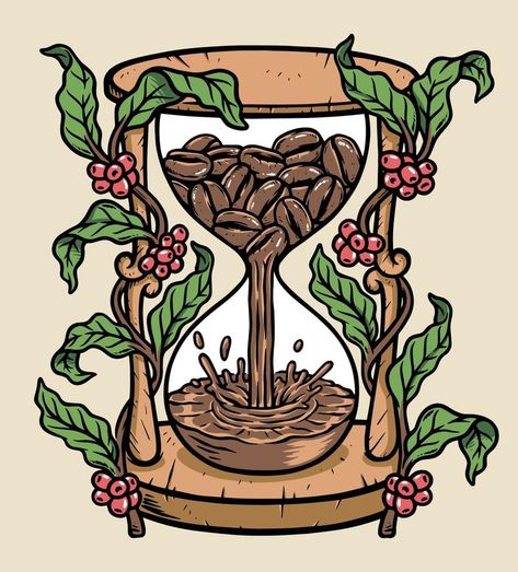 It's time for coffee illustration Coffee Tree Illustration, Coffee Leaf, Time For Coffee, Coffee Artwork, Coffee Aesthetics, Coffee Vintage, Coffee Tree, Coffee Drawing, Tree Sketches