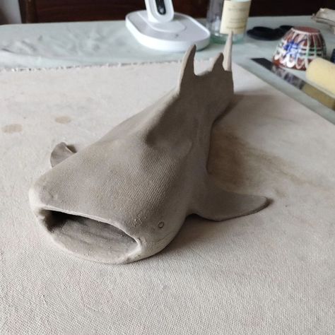 New Whale Shark 💙💙💙 #whaleshark #whalesharkwatching #whalesharksculpture #sharksculpture #rhincodontypus #handbuiltceramics #claysculpture #earthenware #greenware #kilnfolk Shark Out Of Clay, Shark Ceramic Sculpture, Whale Shark Ceramic, Ceramic Whale Shark, Whale Shark Clay, Clay Whale Shark, Shark Bowl, Shark Ceramic, Ceramic Whale