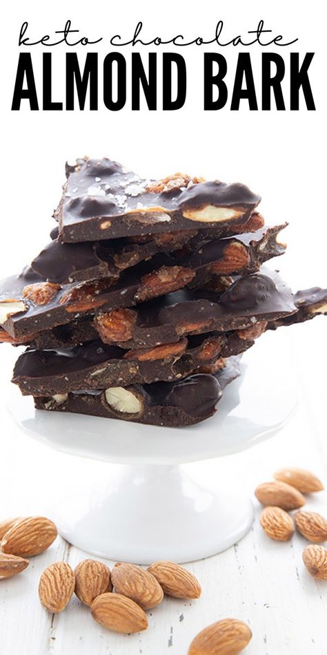 Keto Chocolate Bark, Dark Chocolate Almond Bark, Almond Bark Recipes, Low Carb Candy, Keto Holiday Recipes, Keto Baking, Ketogenic Desserts, Keto Diets, Keto Candy