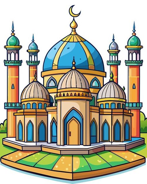 Vector mosque 3d cartoon buliding | Premium Vector #Freepik #vector Masjid Cartoon, Daycare Signs, Mosque Vector, Ramadan Kareem Vector, Food Cartoon, 3d Cartoon, Ramadan Kareem, Vector Design, Premium Vector