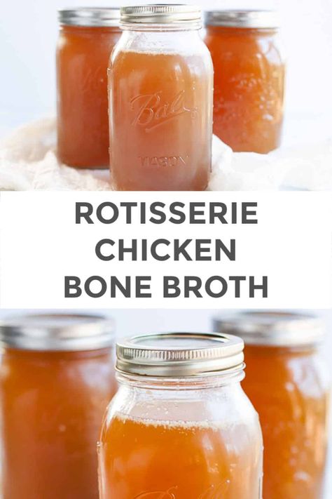 Broth From Rotisserie Chicken, Rotisserie Chicken Bone Broth, Bone Broth Instant Pot, Chicken Bone Broth Recipe, Make Chicken Broth, Costco Rotisserie Chicken, Bone Broth Soup, Making Bone Broth, Costco Chicken