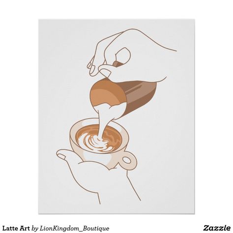 Latte Art Poster Latte Art Illustration, Latte Art Tattoo, Latte Illustration, Coffee Illustrations, How To Make A Latte, Art Tshirt Design, Coffee Shop Menu, Lino Printing, Interior Design Sketches