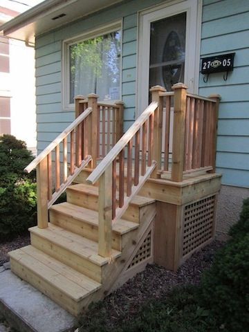 17 Best images about Stoops on Pinterest | Concrete porch, Decks ... Steps For Mobile Home, Mobile Home Remodel Exterior, Mobile Home Remodel, Outside Steps, Front Porch Steps, Porch Stairs, Porch Kits, Front Stairs, Deck Steps