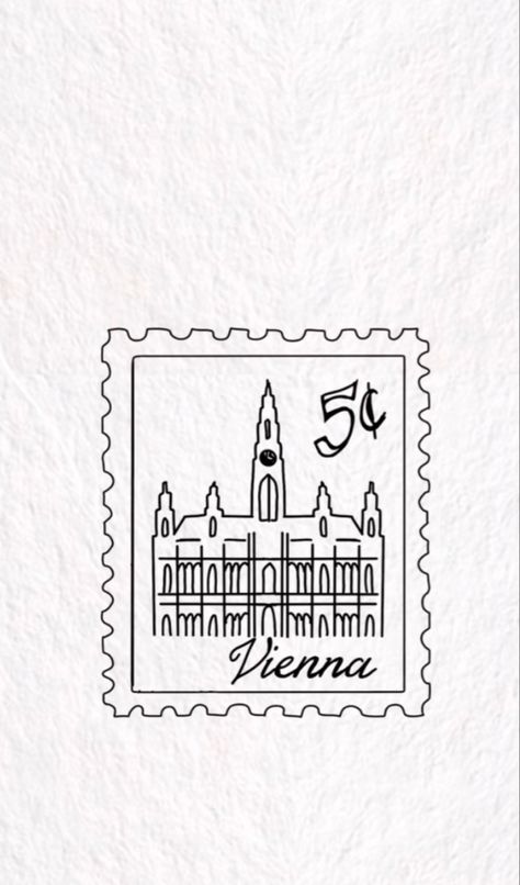 Vienna Postcard Tattoo, Vienna Postage Stamp, Vienna Postage Stamp Tattoo, Vienna Skyline Tattoo, Austria Tattoo Ideas, Vienna Stamp Tattoo, Vienna Tattoo Ideas, Vienna Inspired Tattoo, Music Fine Line Tattoo