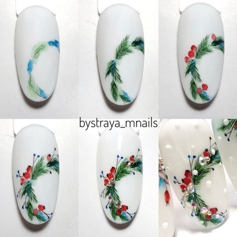 Christmas Nails Tutorial, Do It Yourself Nails, Nail Art Noel, Xmas Nail Art, Water Color Nails, Nails Tutorial, Nail Drawing, Cute Christmas Nails, Christmas Gel Nails