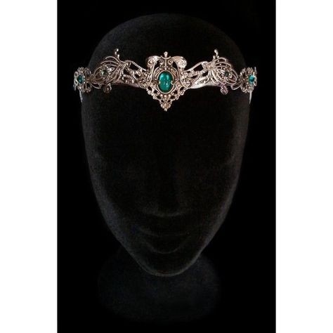 Elfos Medieval corona tocado Tiara diadema ninfa dríade verde... ❤ liked on Polyvore featuring accessories, eyewear, sunglasses and driade Medieval Crown, Crown Headdress, Bride Tiara, Bride Hair Accessories, Queen Hair, Hair Jewelry Wedding, Wedding Crown, Crown Jewels, Fantasy Jewelry