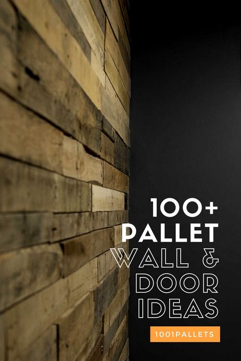 Pallets Wall Decor, Pallet Wood Door, Pallet Wood Wall Bedroom, Basement Pallet Wall Ideas, Pallet Doors Ideas, Black Pallet Wall, Palet Wall Ideas, Wall Pallet Ideas, From Pallets