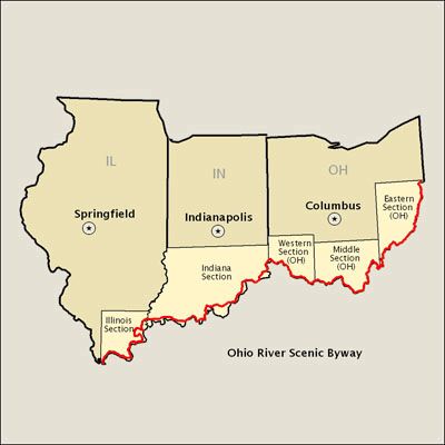 Byway Standard Map Ranch Resort, Show Boat, Sea Ranch, America Map, Ohio River, Road Trip Ideas, Scenic Byway, Travel Summer, Scenic Routes