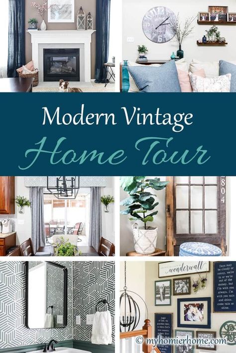 If you love a mix of modern and vintage, this is the home tour for you! See how we purposefully mix old with the new in this Modern Vintage Home Tour. Come on in! #modernvintage #hometour #cozyrustichometour #modernvintagehometour Using Antiques In Modern Home, Vintage Style Home Decor Interior Design, Vintage Contemporary Decor Living Room, Modern Vintage Decor Interior Design, Vintage Modern Design, Old Modern House Interior Design, Vintage Modern Home Decor, Vintage Modern Decor Living Room, Old And New Decor Mixing