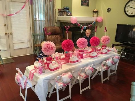 An adorable table set for little Hello Kitty Fans at this 3rd Birthday Party! See more party ideas at CatchMyParty.com Hello Kitty Table Setting, Kitty Birthday Party Ideas, Hello Kitty Birthday Party Ideas, Hello Kitty Birthday Theme, Hello Kitty Theme Party, Kitty Birthday Party, Hello Kitty Photos, Hello Kitty Birthday Party, Birthday Table Decorations