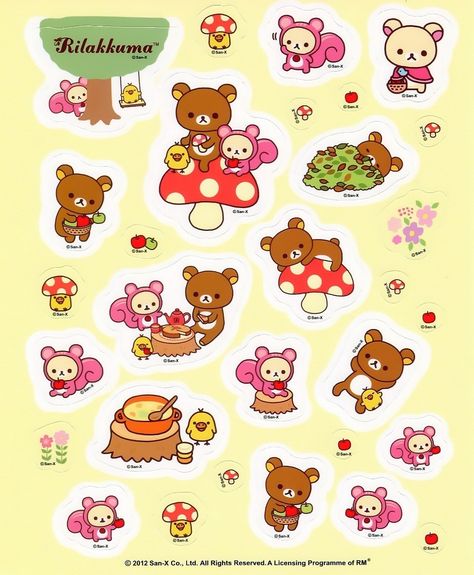 Rilakkuma Stickers, Rilakuma Wallpapers, Draw Kawaii, Notebook Collage, Experiment 626, Kawaii Characters, Stationery Kawaii, Printable Sticker Sheets, Paper Toys Template