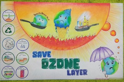 Save Ozone Layer Poster | Drawing | Drawing Competition | Save Ozone Day Poster Making | Protect our Environment | Global warming Poster Protection Of Ozone Layer Poster Drawing, Ozone Day Poster Drawing Ideas, Save Ozone Layer Poster, Ozone Layer Depletion Poster, Protection Of Ozone Layer Poster, Ozone Day Poster Drawing, World Ozone Day Poster, Poster Drawing Ideas, World Ozone Day