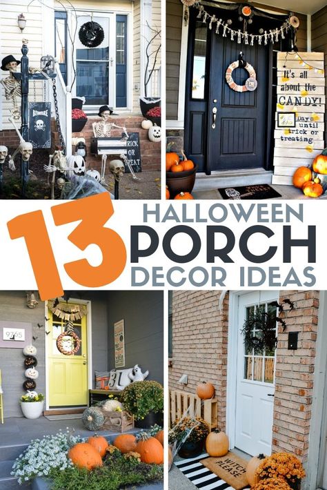 Decorate for Halloween with a Cute or Creepy Porch, the choice is yours! These 13 Top Halloween Porch Decor Ideas are both. #halloweenporch #halloweendecorations #halloweendecor Cheap Halloween Diy, Halloween Porch Decor, Cheap Diy Halloween Decorations, Halloween Outside, Halloween Room, Halloween Front Porch Decor, Porch Decorations, Farmhouse Halloween, Halloween Porch Decorations