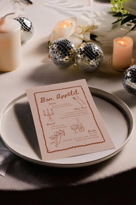 Add a romantic, hand-drawn touch to your wedding with this Cupid-themed menu design! Perfect for DIY brides, this digital download is easy to customize in Canva, letting you match it seamlessly with your wedding colors. Complete the look with matching stationery available in the collection for a beautifully cohesive theme. Save this pin to bring a touch of timeless charm to your special day! Grilled Shrimp Skewers, Tea Station, Menu Wedding, Event Menu, Beer Opener, Mini Cheesecakes, Tasting Menu, Diy Brides, Open Bar