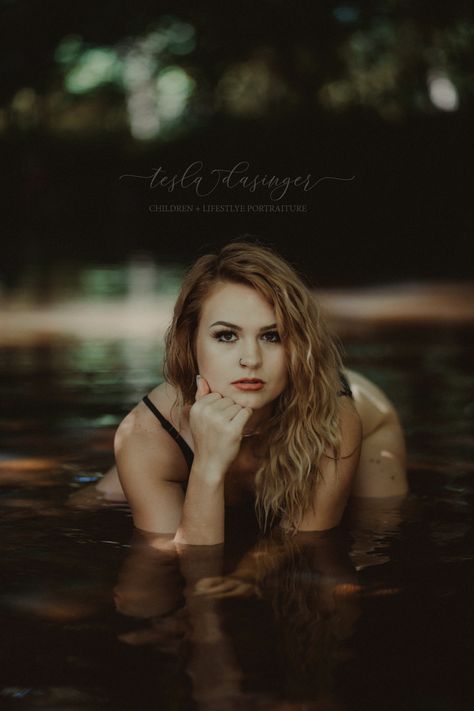 Sheer Photoshoot, Water Poses Photography, Outside Bouidor Photography, Water Shoot Ideas, Night Beach Photo Shoot, Outdoor Bourdier Photoshoot, Photography Poses For Plus Size Women, Water Bourdier Photoshoot, Creek Portraits