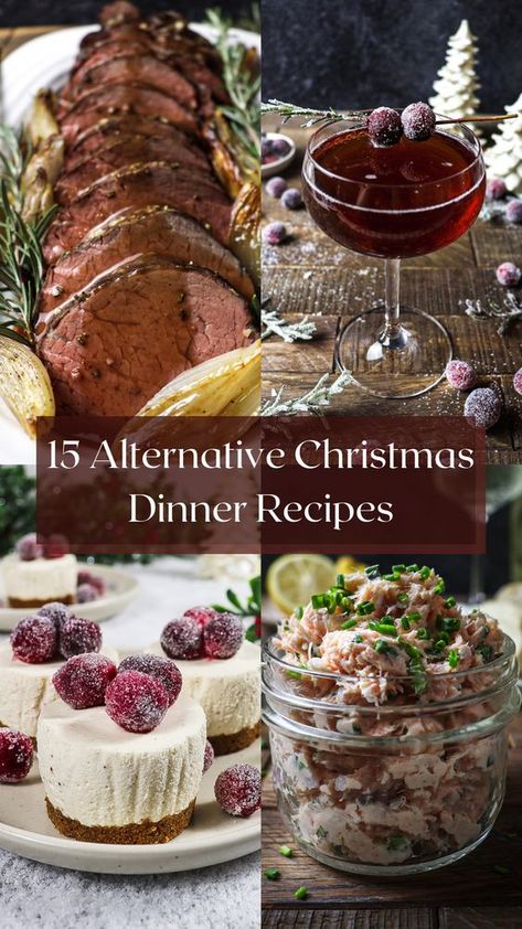 Spice up your Christmas feast with new and exciting alternative Christmas dinner recipes for a memorable holiday dinner! From appetizers to mains, cocktails and desserts, there are plenty of options for curating a Christmas dinner menu that will impress your guests. Xmas Dishes Ideas, Simple Dinner Menu Ideas, Christmas For One Person, Christmas Holiday Dinner Ideas, Winter Party Dinner Ideas, Easy Elegant Christmas Dinner, Christmas Dinner For Four, Fancy Christmas Recipes, Holiday Menus Christmas