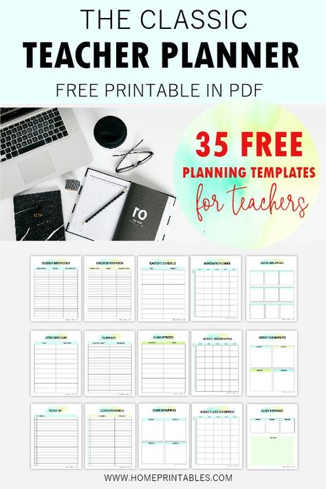 Teacher Calendar Planner, Free Teacher Planner, Organizing Sheets, Free Lesson Planner, Teachers Planner, Printable Teacher Planner, Home Printables, Preschool Organization, Editable Teacher Planner