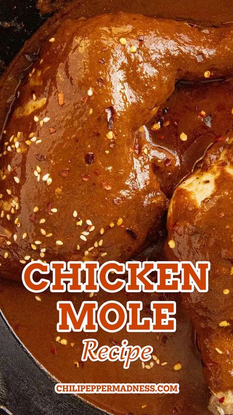 Mole Recipe With Peanut Butter, Best Mole Recipe, Chicken With Mole Sauce, Mole Sauce Recipe Easy, Homemade Mole Sauce Recipe, Mexican Mole Recipe Authentic, How To Make Chicken Mole, Chicken And Mole Sauce, Doña Maria Chicken Mole Recipe