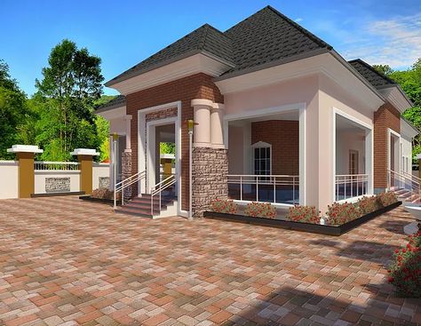 Nigerian House Plan Designs | Architecture Designs | Draeve House Structure Design, African House, Bungalow Style House Plans, Modern Small House Design, Bungalow Exterior, Exterior House Color, House Design Exterior, Building House Plans Designs, Architectural House Plans