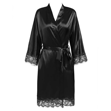 Just found this amazing item on AliExpress. Check it out! $16.33 | Sexy Ladies' Lace Satin Robe Gown Solid Soft Nightgown Nightwear Kimono Bathrobe Sleepwear Wedding Bride Bridesmaid Robes Bridesmaids Robe, Plus Size Robes, Kimono Robes, Satin Long Sleeve, Silk Wedding, Lace Patchwork, Bridesmaid Robes, Womens Robes, Nightwear