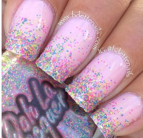 Pink Sparkle Nails, Sparkle Nail Polish, Unghie Nail Art, Easter Nail Designs, Pink Glitter Nails, Unicorn Nails, Sparkle Nails, Easter Nails, Nail Designs Glitter